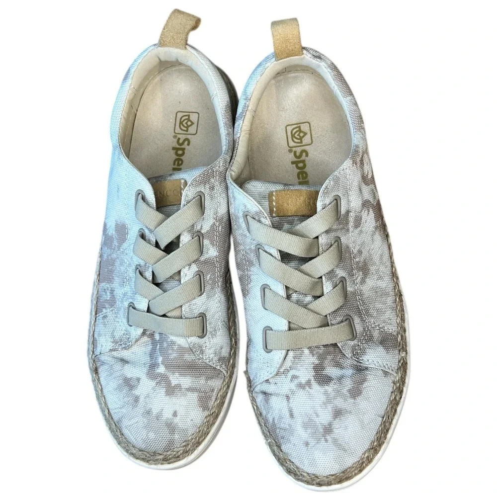 Spenco Malibu 21 Slip On Comfort‎ Sneakers Gray Tie Dye Canvas No Tie 8.5D